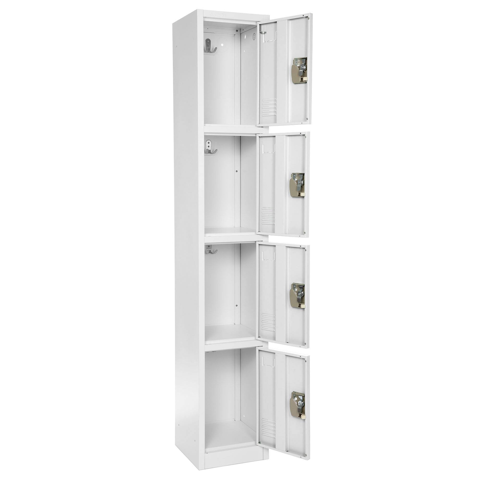 Left. AdirOffice - Storage Locker 629-Series 72" H 4-Tier Steel Key Lock 4-Shelf Locker with Key Lock - White.