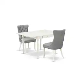 East West Furniture - 3 Piece Dining Table Set - White