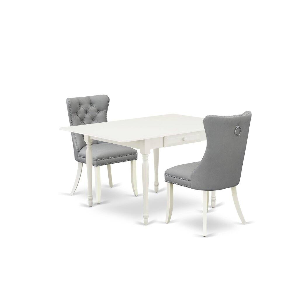 East West Furniture - 3 Piece Dining Table Set - White