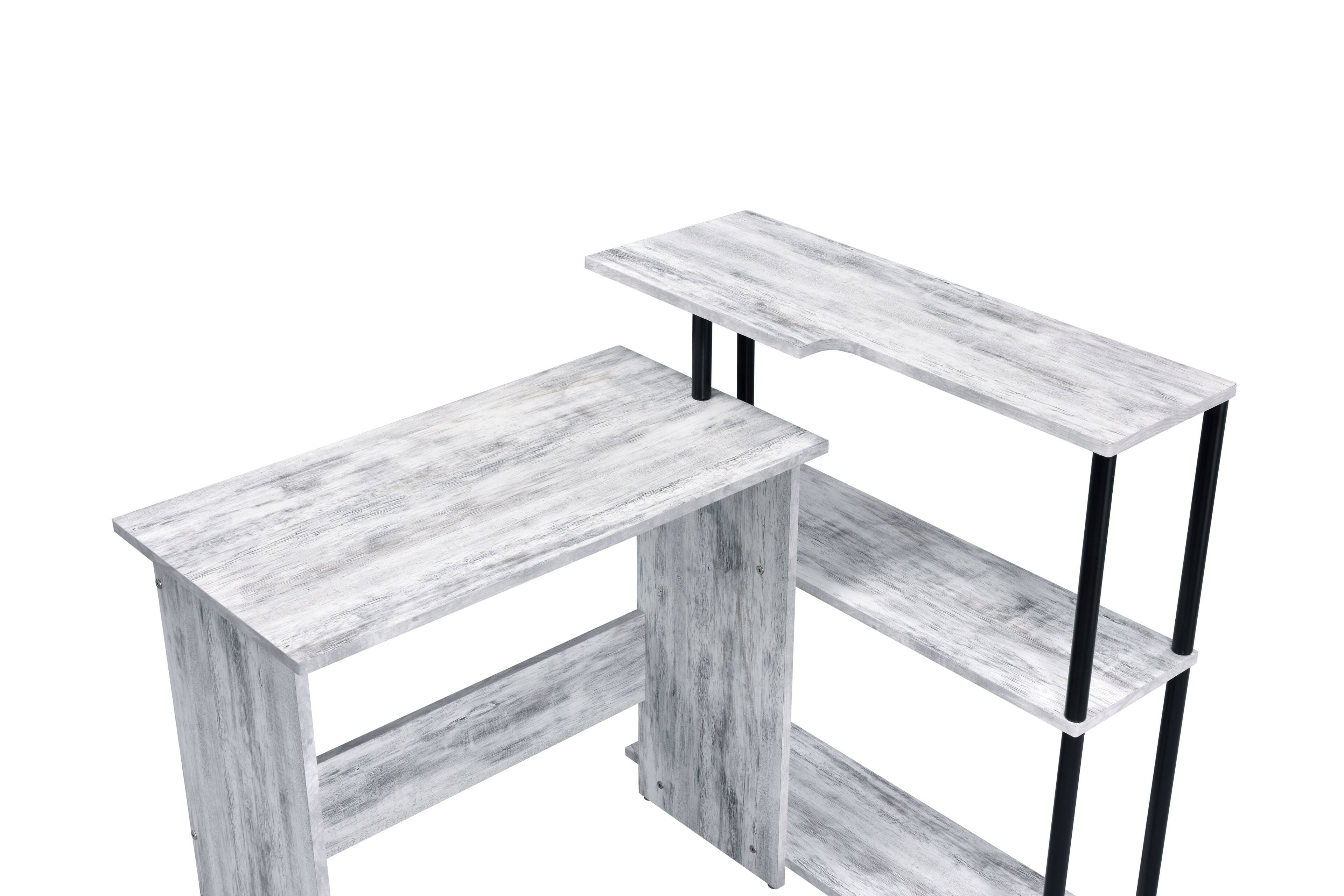 Alt View 3. TinyHomie - Levi Antique White and Black Finish Writing Desk - White.