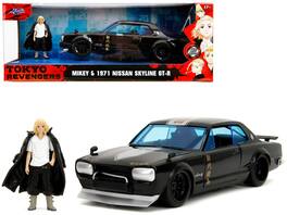 Jada - 1971 Nissan Skyline GT-R RHD w/ Silver Stripe & Mikey Figure – Tokyo Revengers (2021) Anime Hollywood Rides 1/24 - Black