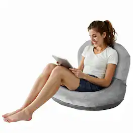 VEVOR - Reading Pillow, Large Size U-Shaped Sitting up Pillow, Washable Bed Pillow with Soft Velvet, Bed Rest Back Pillow - Gray