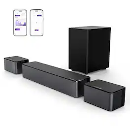 Ultimea - Poseidon M3T 5.1 Surround Sound Bar, with Wireless Subwoofer and Rear Speakers, 350W - Black