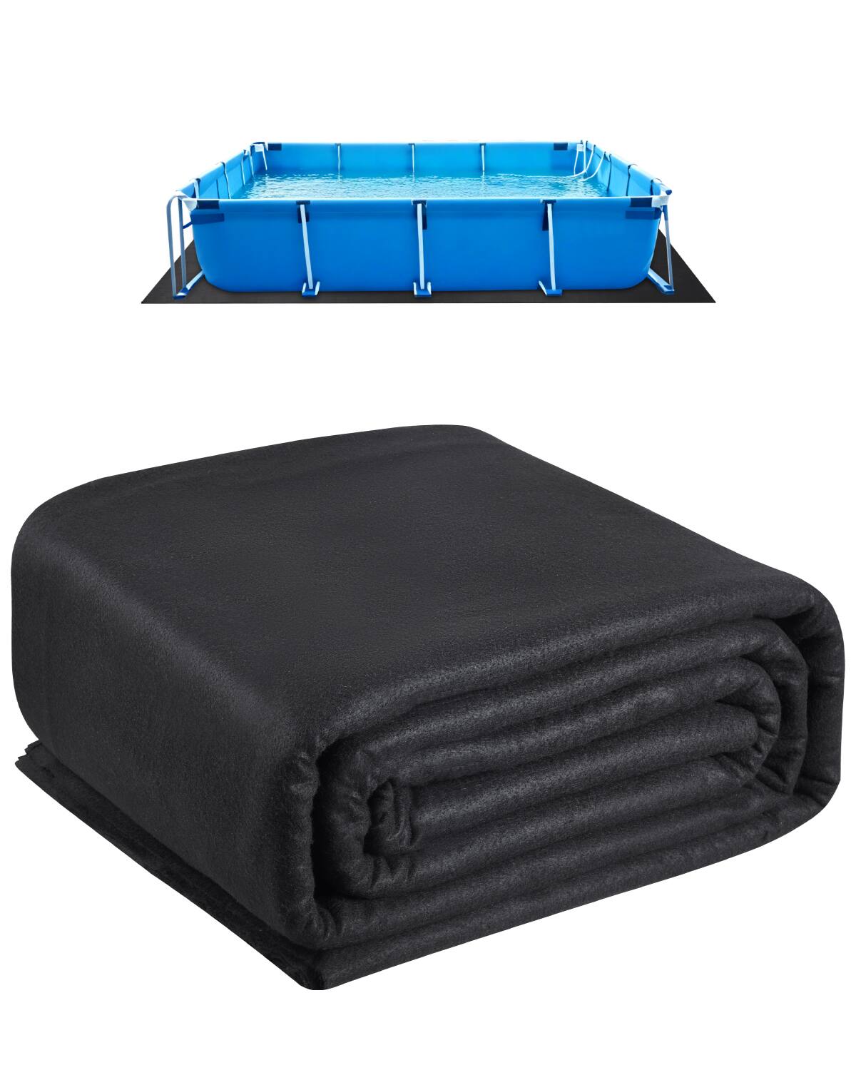 Front. VEVOR - Rectangle Pool Liner Pad, 16 x 32 ft Pool Liner Pad for Above Ground Swimming Pools, Extra-Thick Pool Mat - Black.