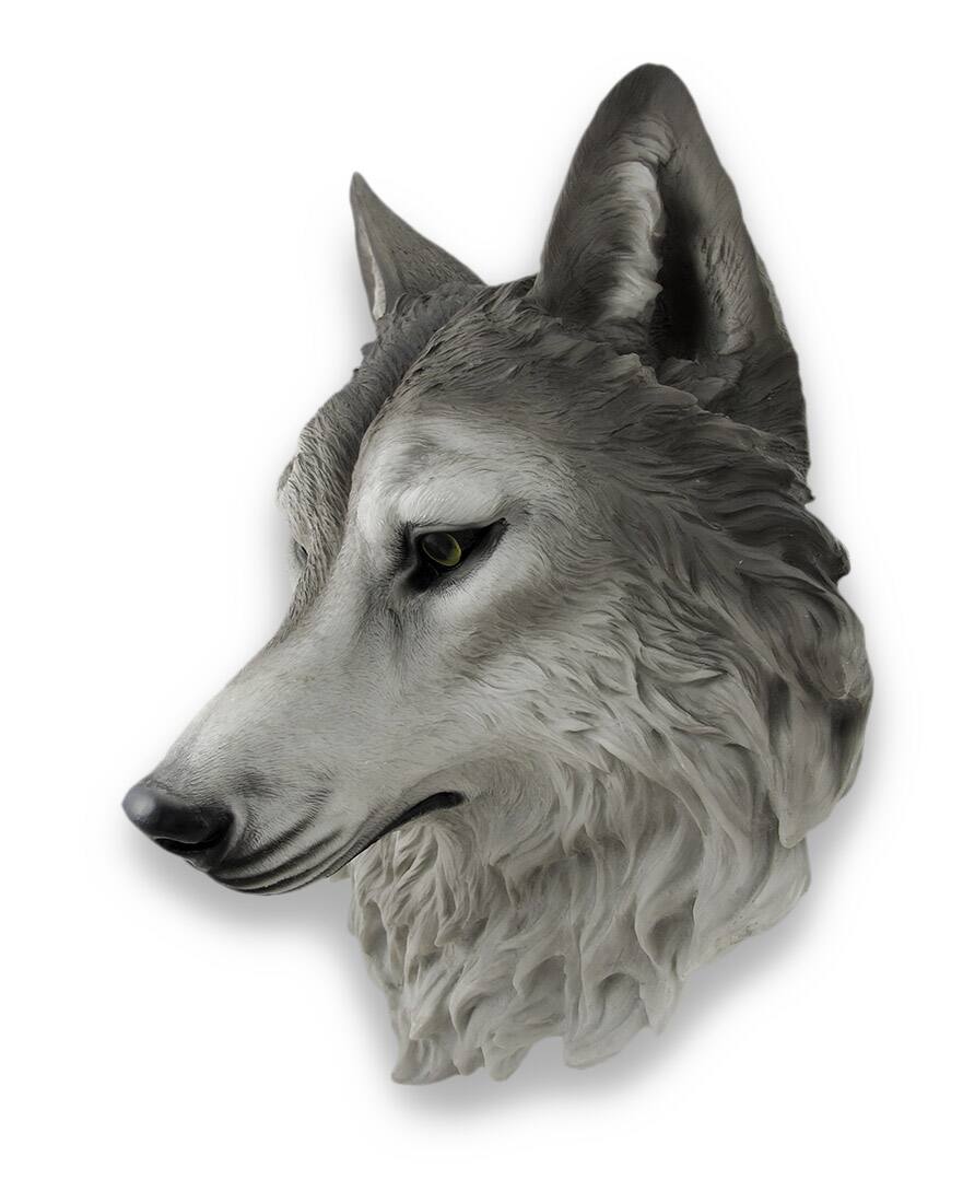 Alt View 1. Zeckos - `Remus` Gray Wolf Head Mount Wall Statue Bust 16 In. - Gray.