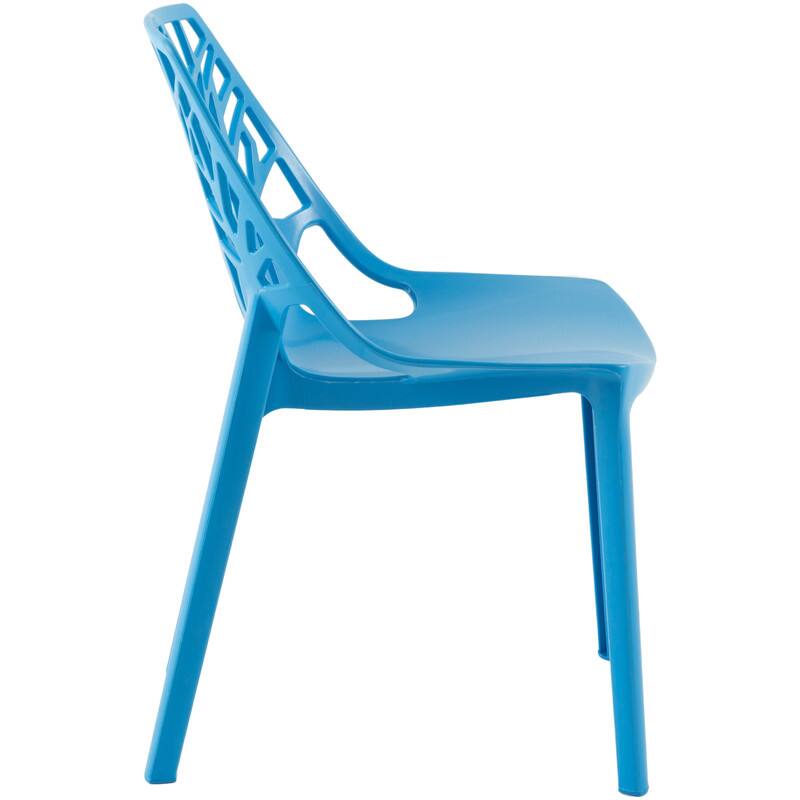 Back. LeisureMod - Cornelia Modern Stackable Accent Dining Chair with Cut Out Backrest Design for Dining Rooms or Patios - Solid Blue.