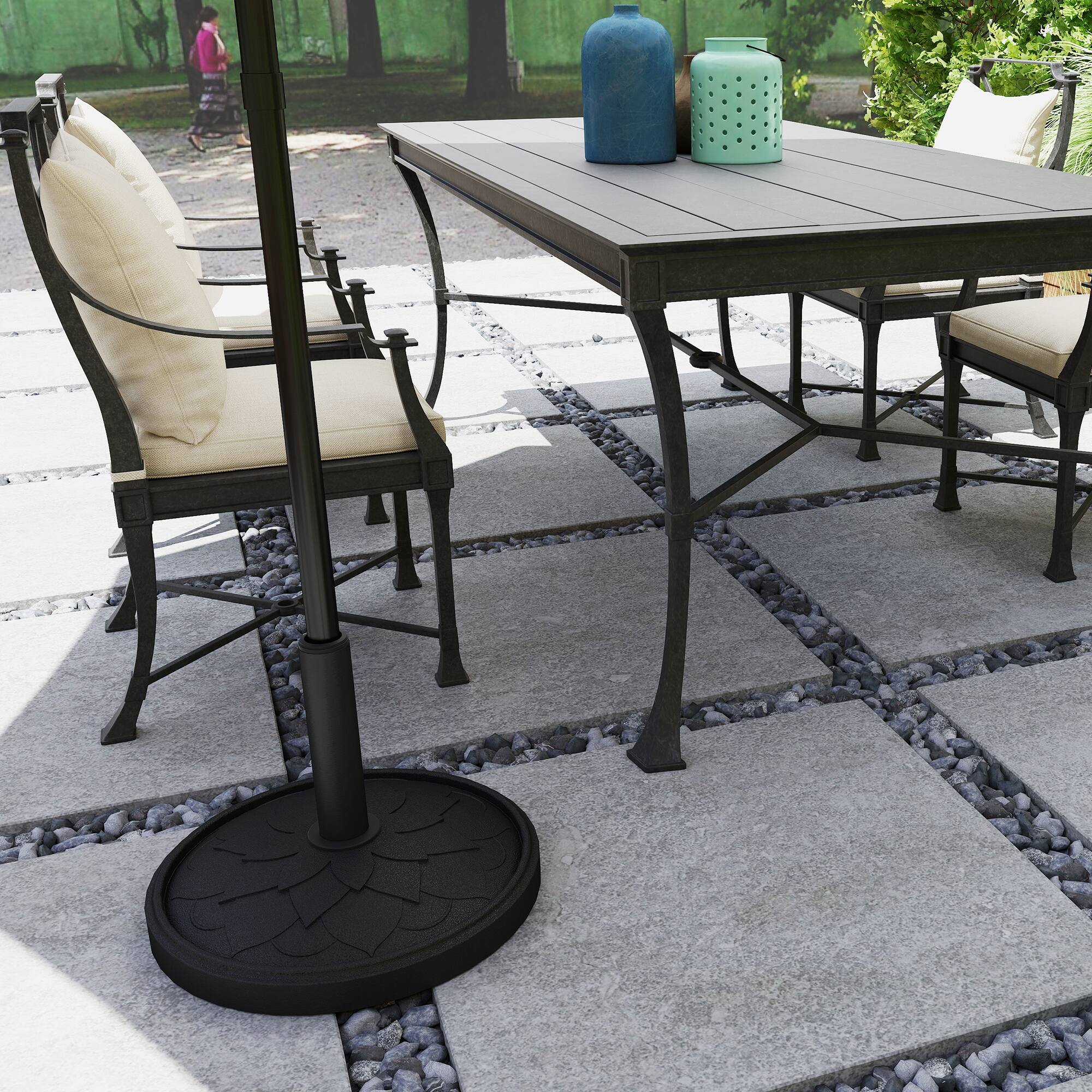 Alt View 4. Outsunny - Round Patio Umbrella Base, 26 lbs Resin Umbrella Stand Base, Umbrella Holder for 1.3"/1.5"/1.9" Umbrella Poles - Black.