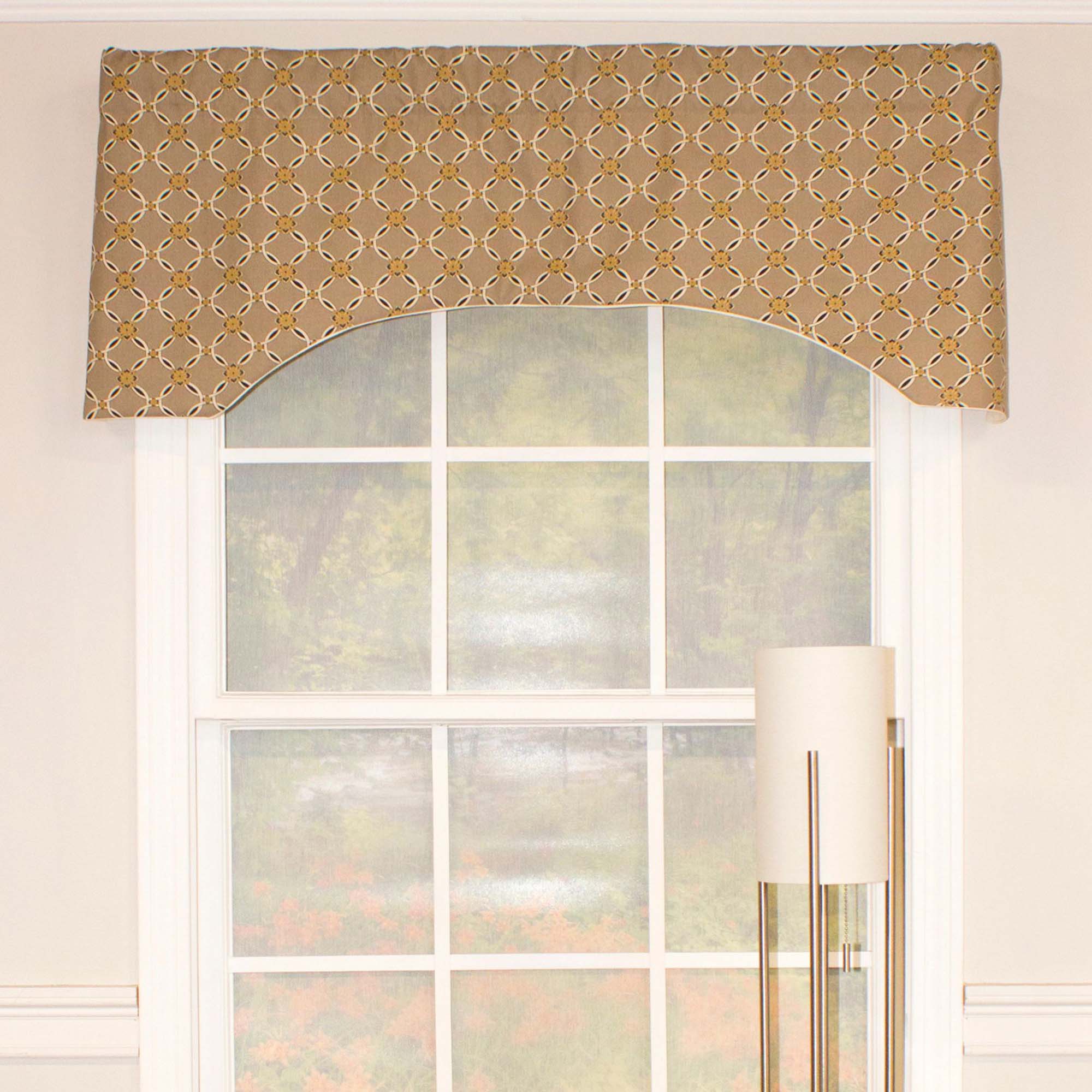 Angle. RLF Home - RLF Home Andromeda Geometric Arch 3" Rod Pocket Valance 50" x 17" Stone - Stone.