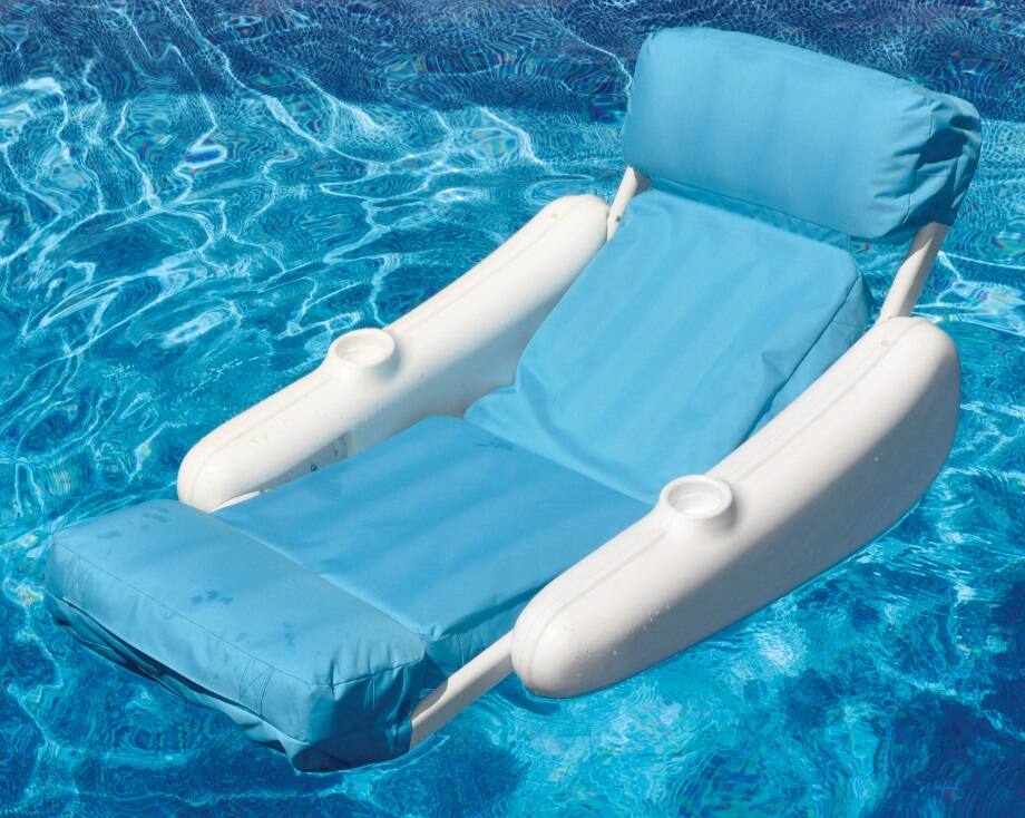 Alt View 1. Swim Central - Inflatable Swimming Pool Floating Lounge Seat - 66" - Blue and White - Blue.