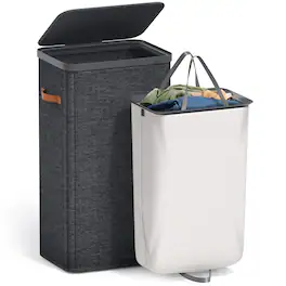 Sorbus - Fabric Laundry Hamper, Collapsible 1-Compartment Laundry Basket with Removable Laundry Bag - Black