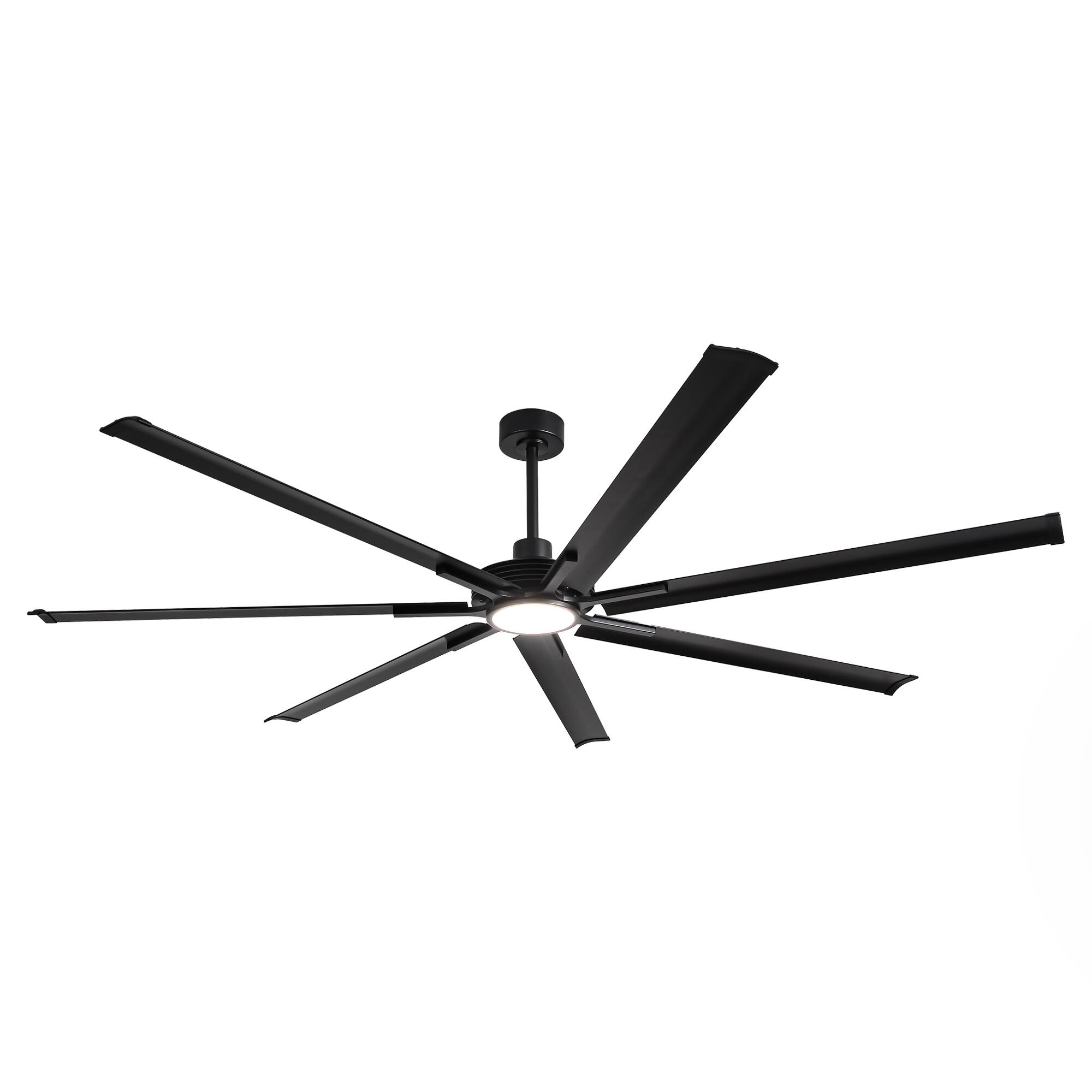 Alt View 8. Parrot Uncle - 100" HVLS Industrial Ceiling Fan Dimmable LED,Remote, Quiet DC Motor, 7 Aluminum Blades - Black.