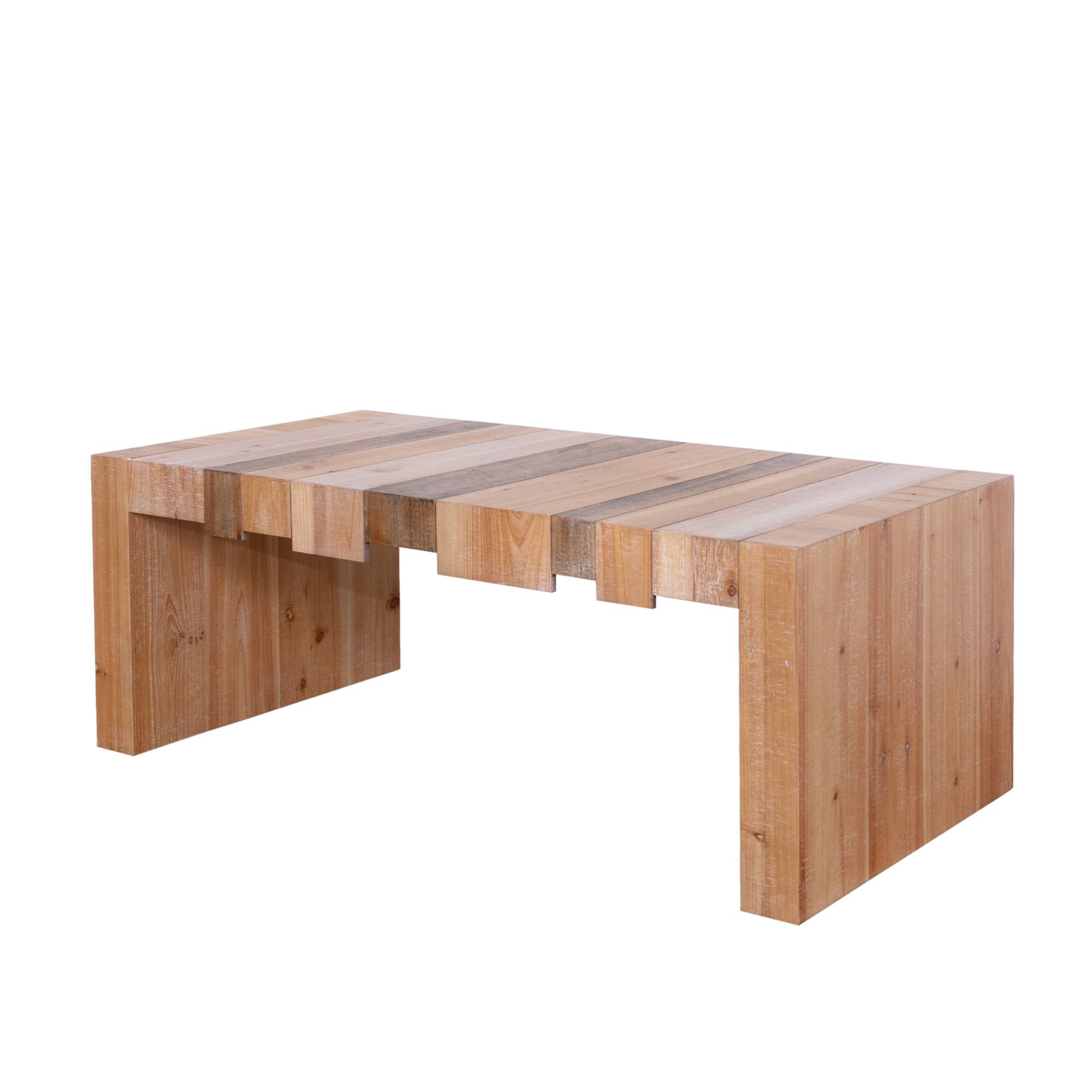Alt View 1. GOODSILO - Modern Rustic Rectangular Coffee Table for Living Room with Slatted Design and Sturdy Construction - Multicolor.