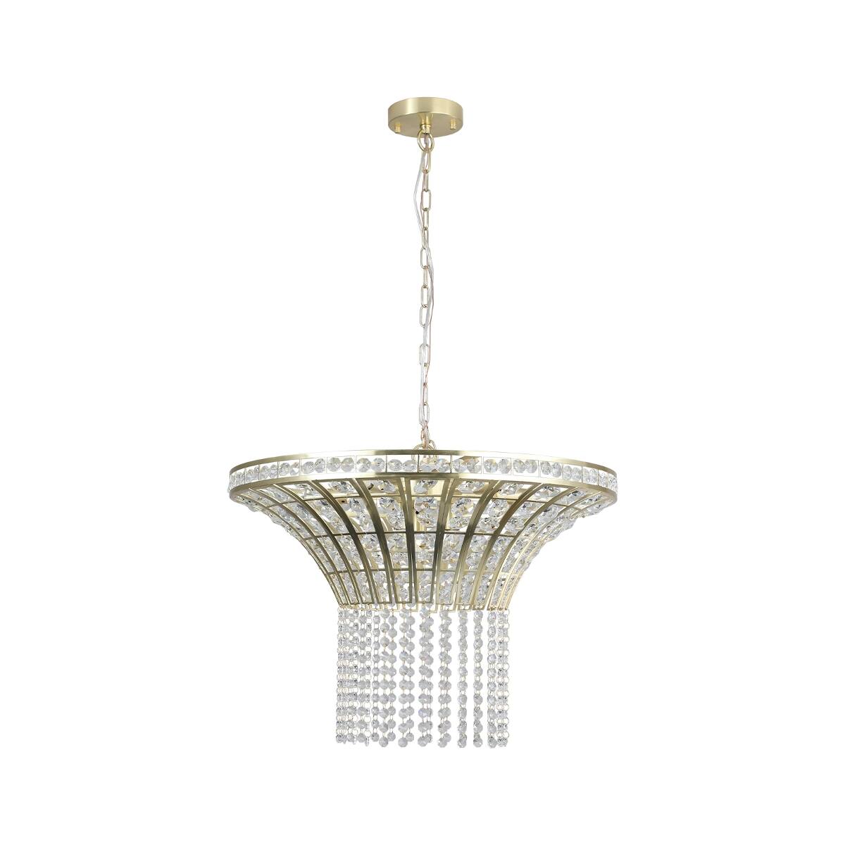 Alt View 10. Loheer - Loheer 8-Light Crystal Waterfall Chandelier, Modern Living Room Lighting, Adjustable Height, Gold Finish.