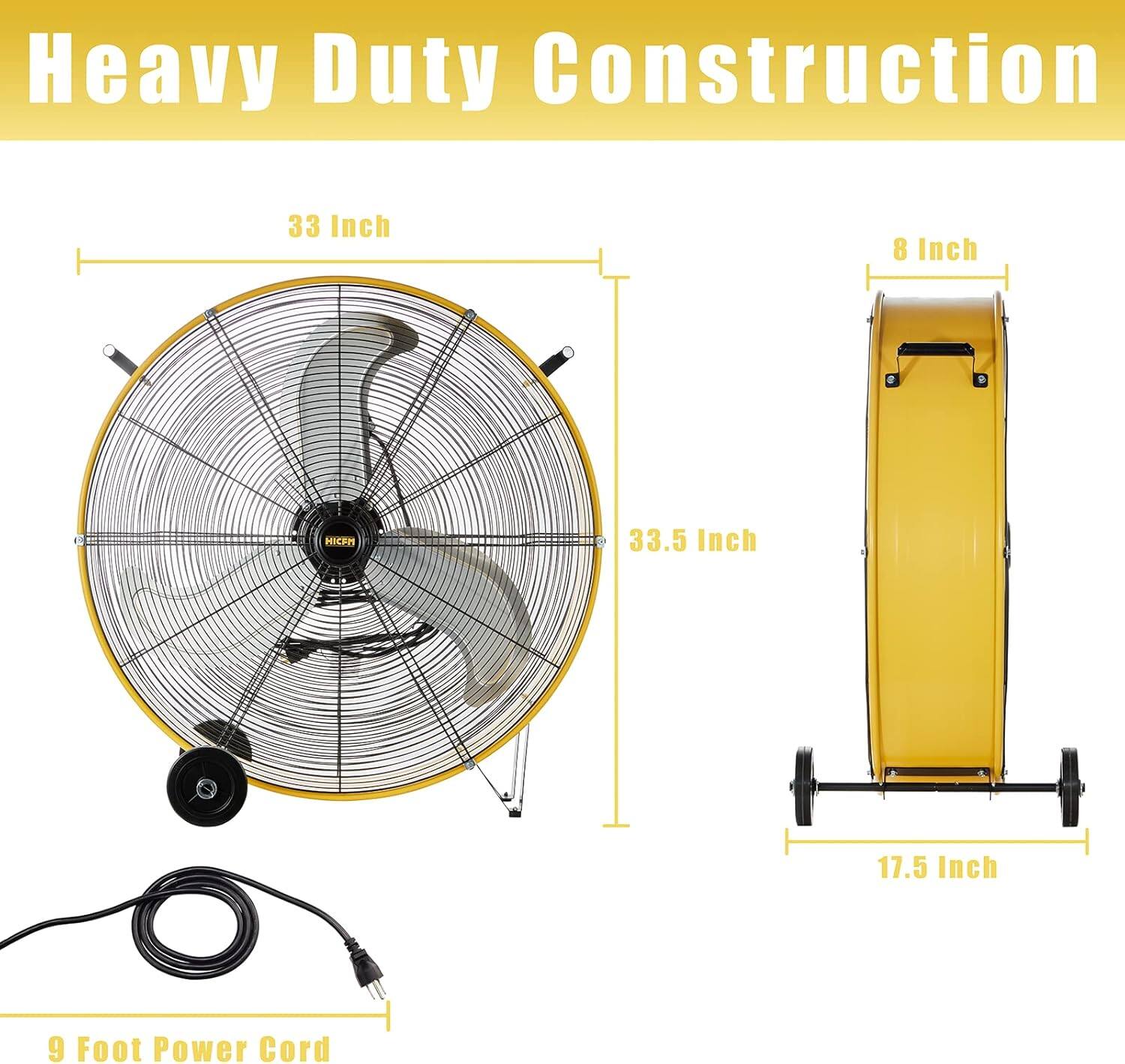 Heavy Duty Construction  
33 Inch  
8 Inch  
33.5 Inch  
17.5 Inch  
9 Foot Power Cord