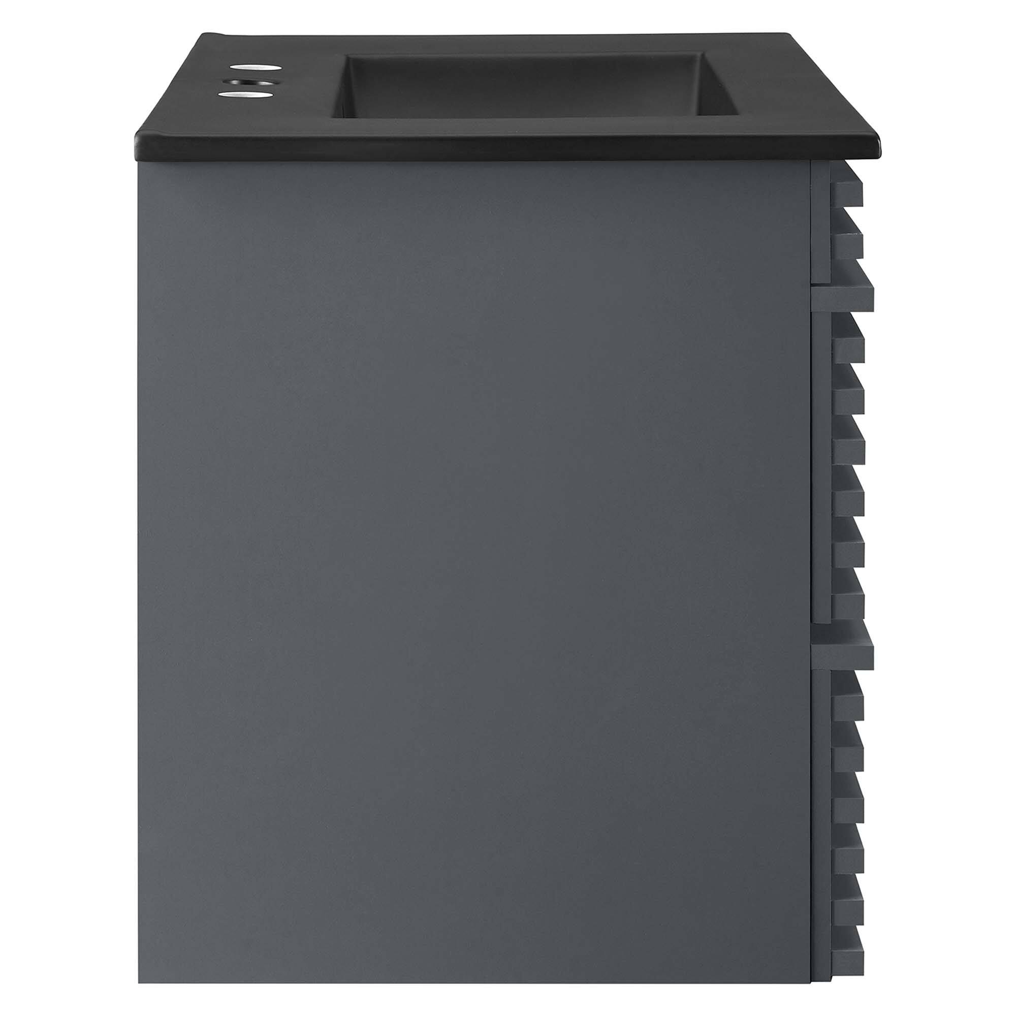 Alt View 1. Modway - Render Wall-Mount Bathroom Vanity with Black Basin Included - Gray Black.
