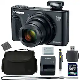 Bundle - Canon - PowerShot SX740 HS 64GB 4K AOM Pro Kit - Black