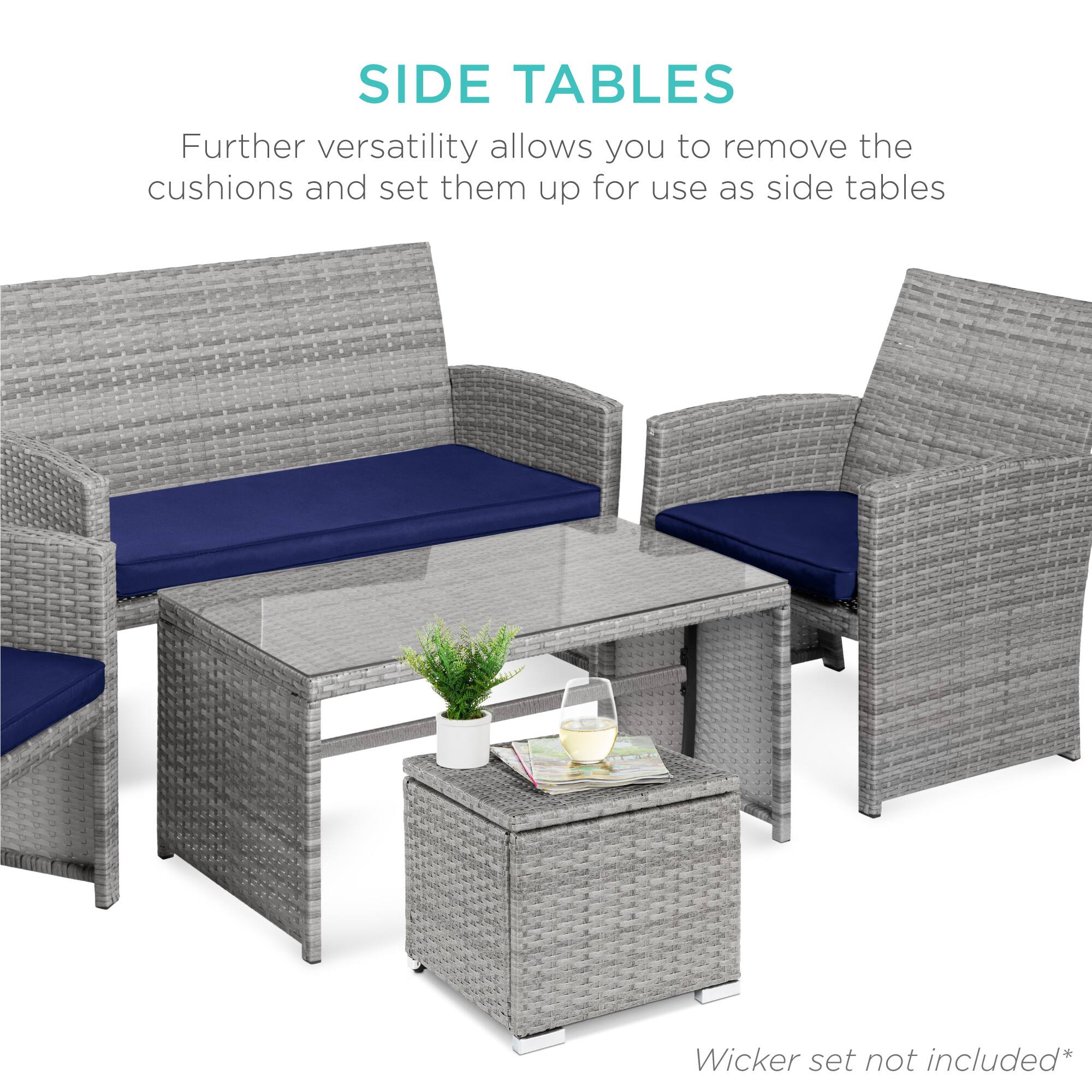 SIDE TABLES

Further versatility allows you to remove the cushions and set them up for use as side tables

Wicker set not included*