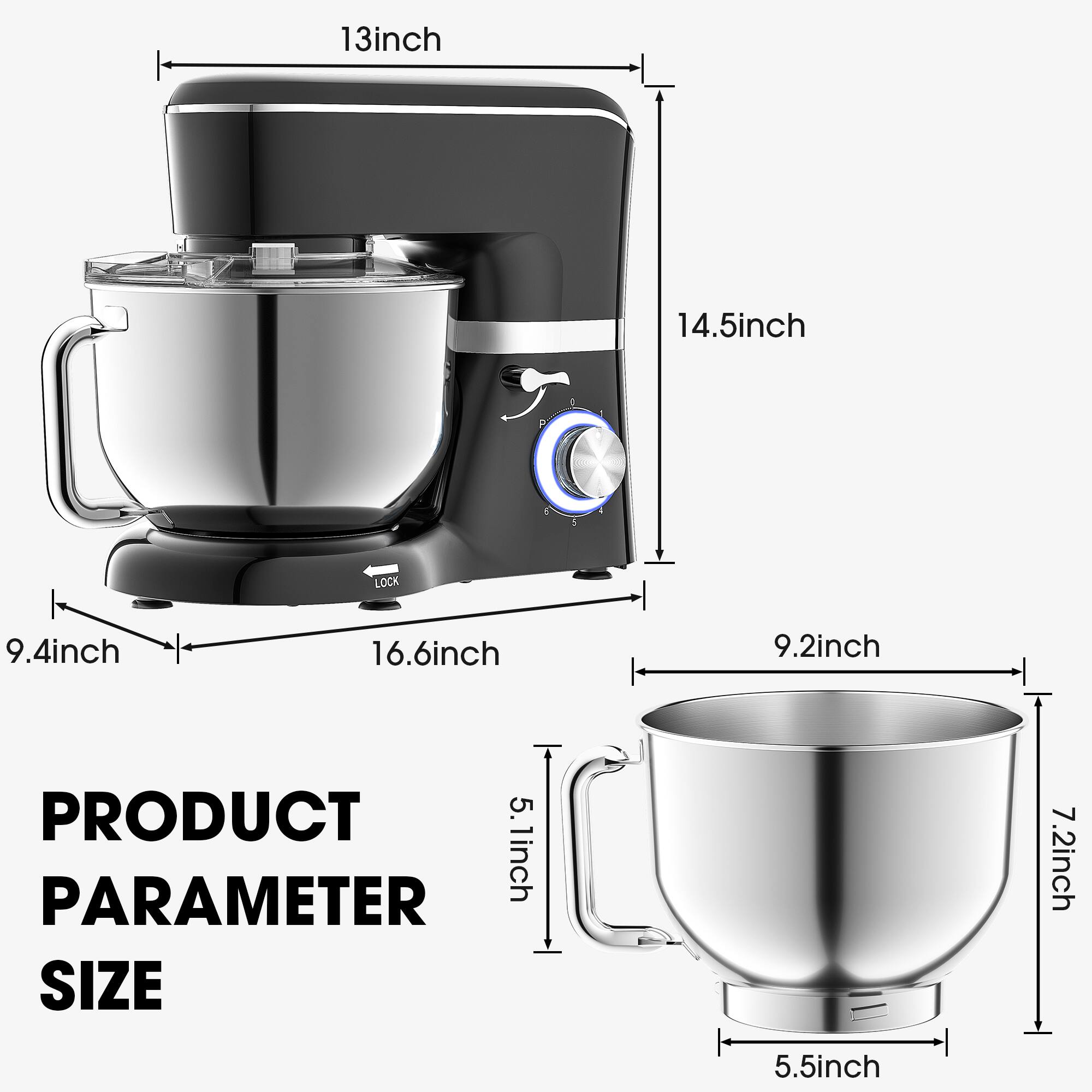 Sugift 6.5 Qt Tilt Head 6 Speed Electric Food Stand Mixer