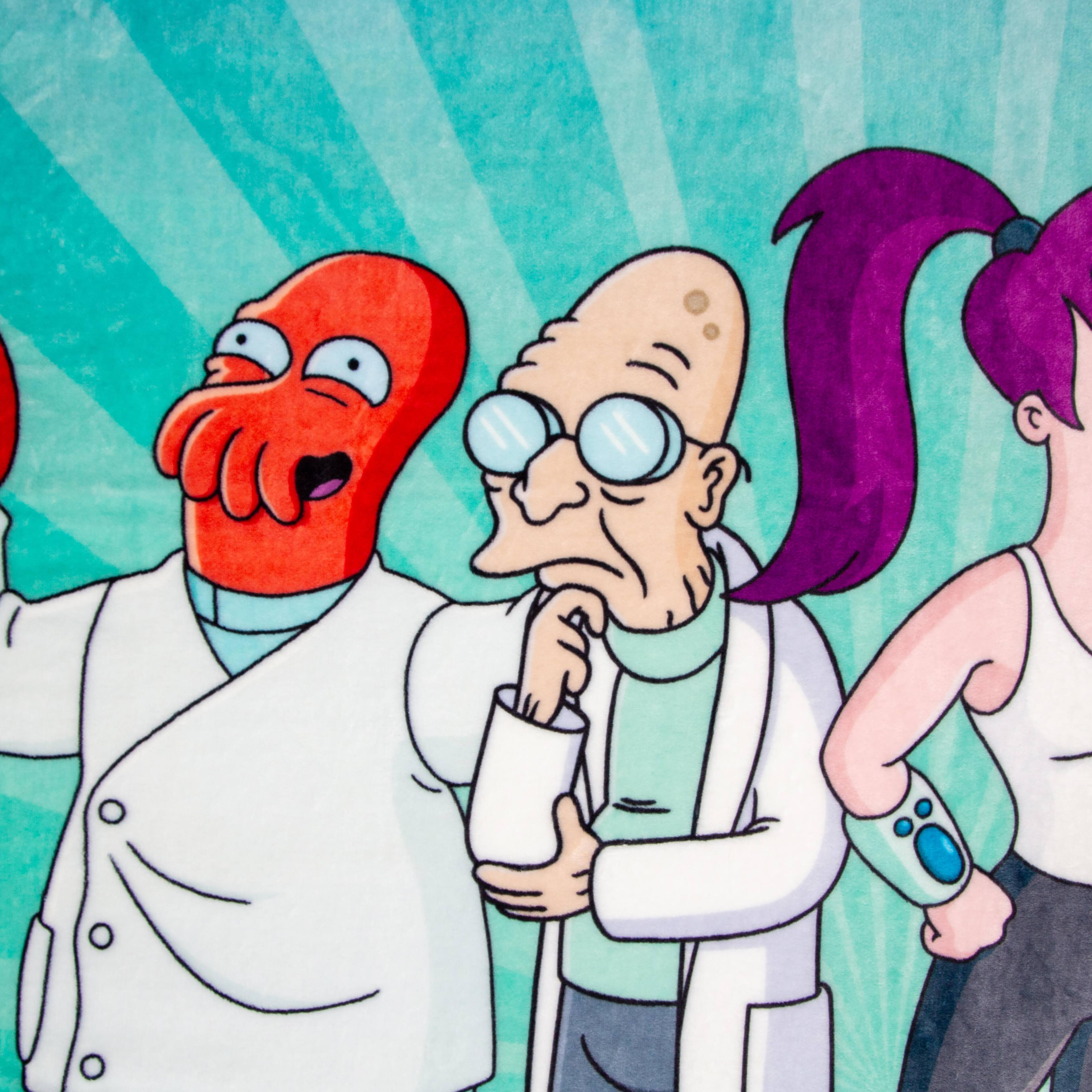 Alt View 1. Silver Buffalo - Futurama Planet Express Crew Fleece Throw Blanket | 45 x 60 Inches - Multi-Color.