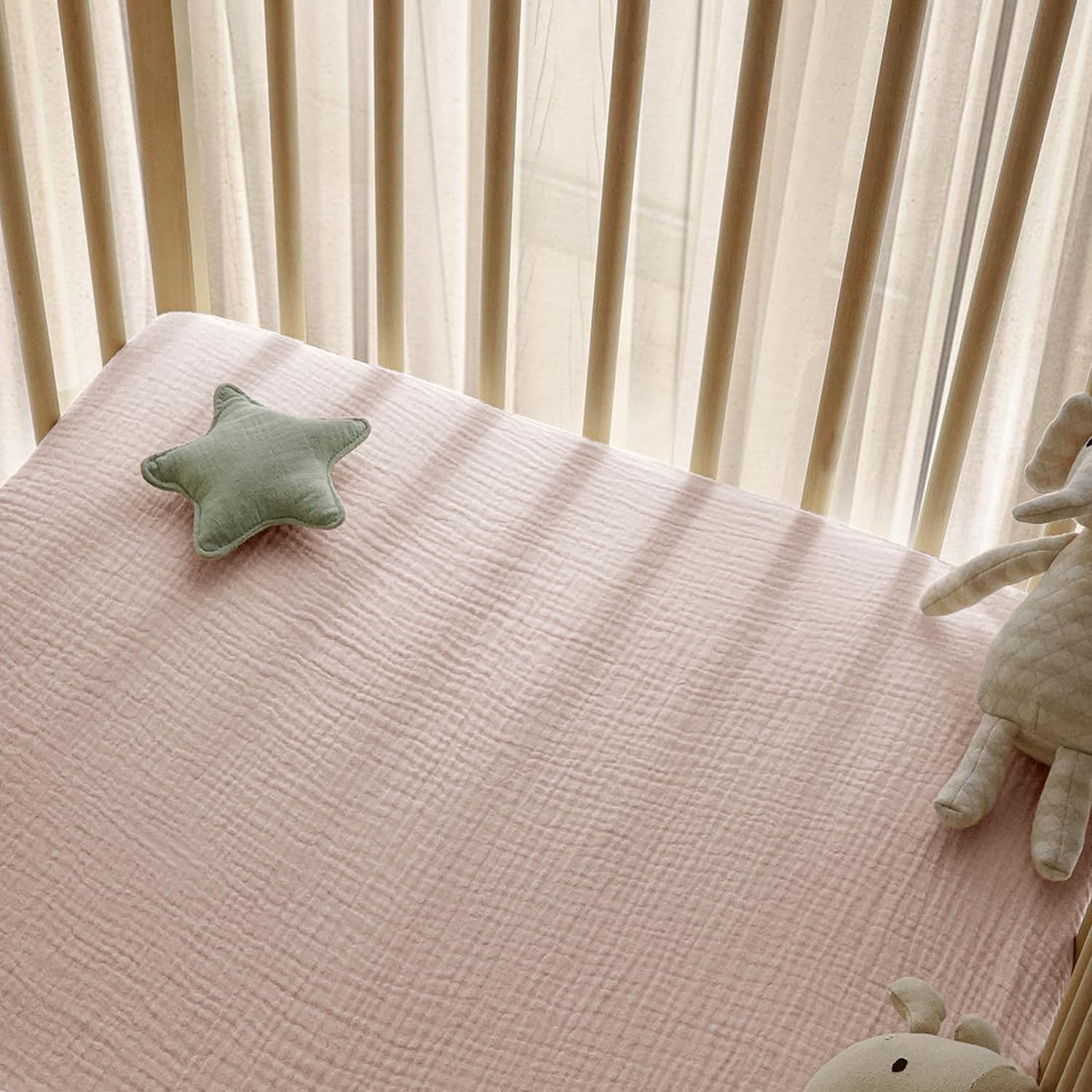 Alt View 2. MAGICAL RUBS - Muslin Sheets Fitted For And 2 Pack Cotton Bed Soft Breathable Neutral Mattress Standard 52x28 Inches Fog Flower - Purple Butterfly Crib Sheets.