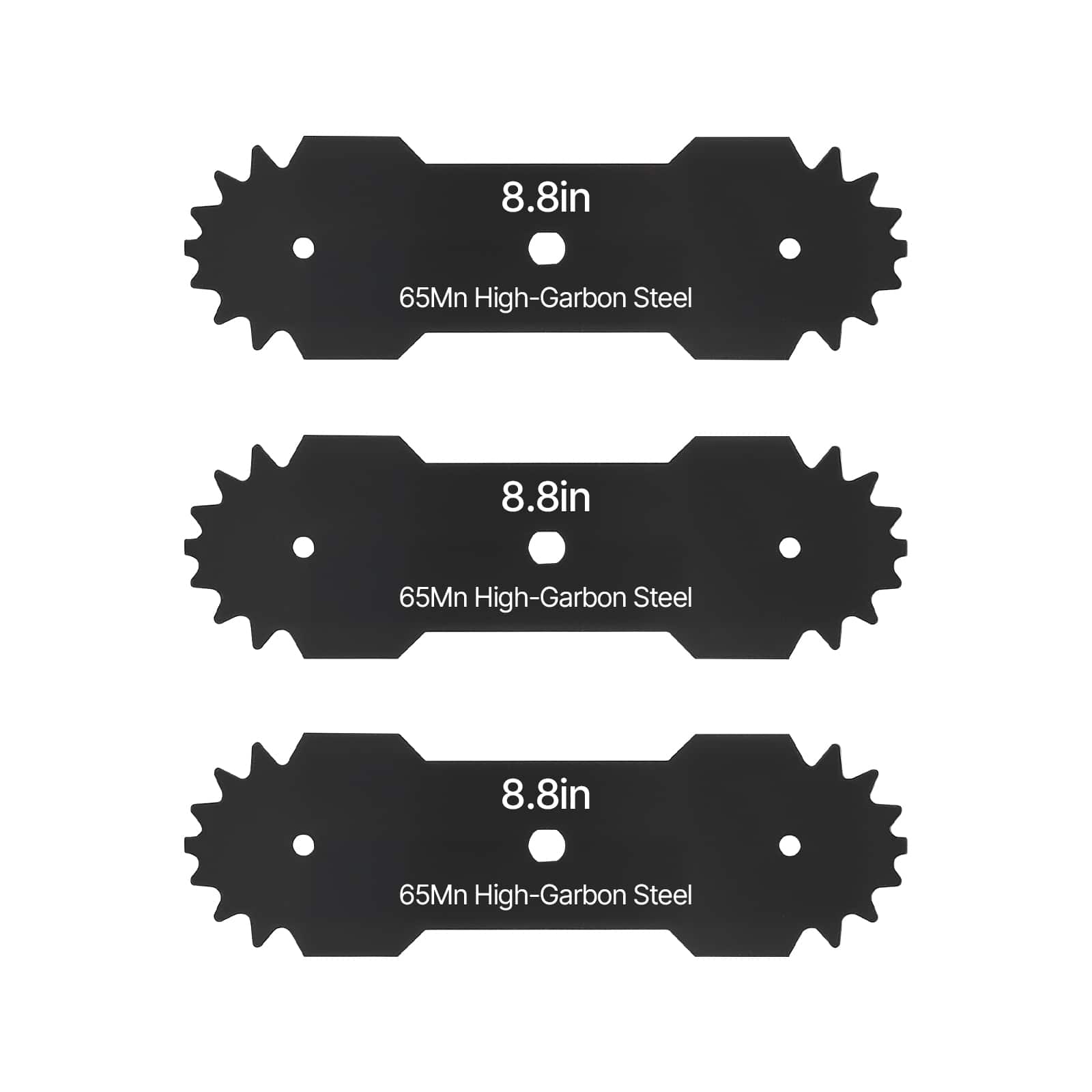 VEVOR - Electric Edger Blades, 8.8-inch Length, 3-Pack Replacement Blades, 65Mn High-Carbon Steel with Electrophoretic Coating - Black