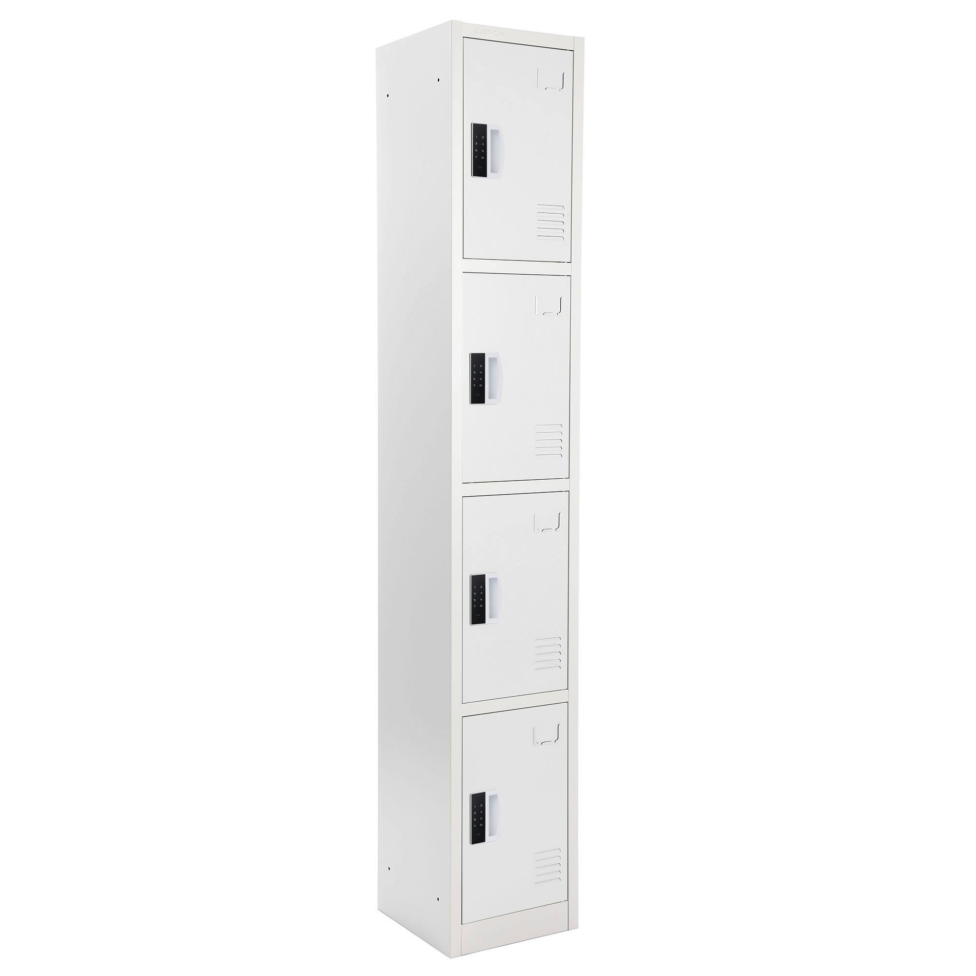 Alt View 6. AdirOffice - Storage Locker 629-Series 72" H 4-Tier Steel Digital Lock 4-Shelf Locker, 4/Pack - White.