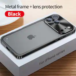 Dteck - Shockproof Metal Bumper Case for Apple iPhone 18 Pro with Buckle Lock, Matte Hard PC Back Panel Precision Lens Cover - Black