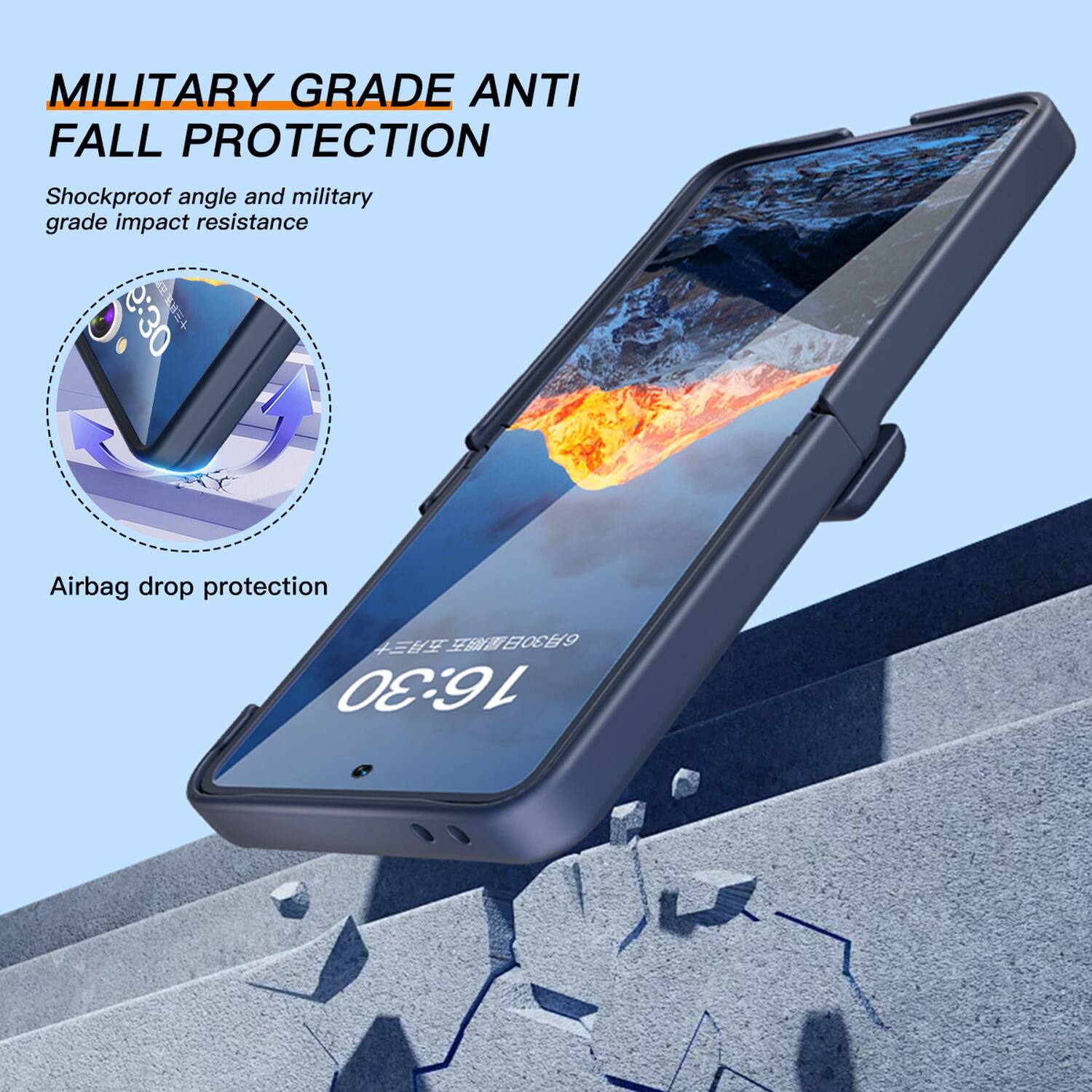 MILITARY GRADE ANTI FALL PROTECTION

Shockproof angle and military grade impact resistance

Airbag drop protection