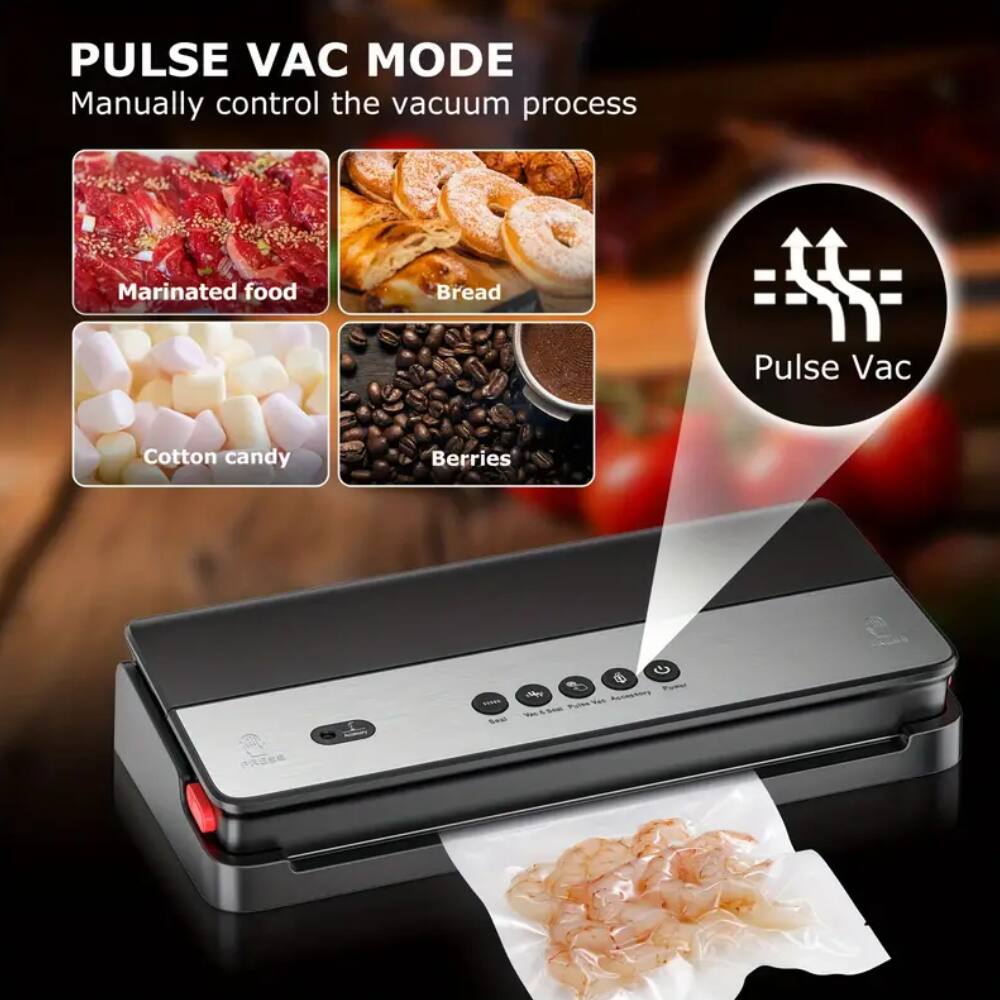 PULSE VAC MODE Manually control the vacuum process Marinated food Bread Pulse Vac Cotton candy Berries