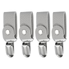 Front. Unique Bargains - 4pcs Towel Ring Holder with Clip, Dish Towel Holder Wall Hook, Farmhouse Home Decor for Cabinet Oven Handle Rods - Gray.