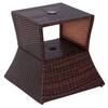 Front. Outsunny - Outdoor Side Table with Umbrella Hole, 2 Tier Rattan Wicker End Table with Storage Shelf, All Weather for Outdoor - Brown.