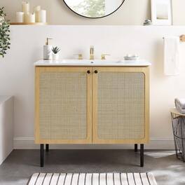 Chaucer Bathroom Vanity with White Basin Included by Modway - Oak White