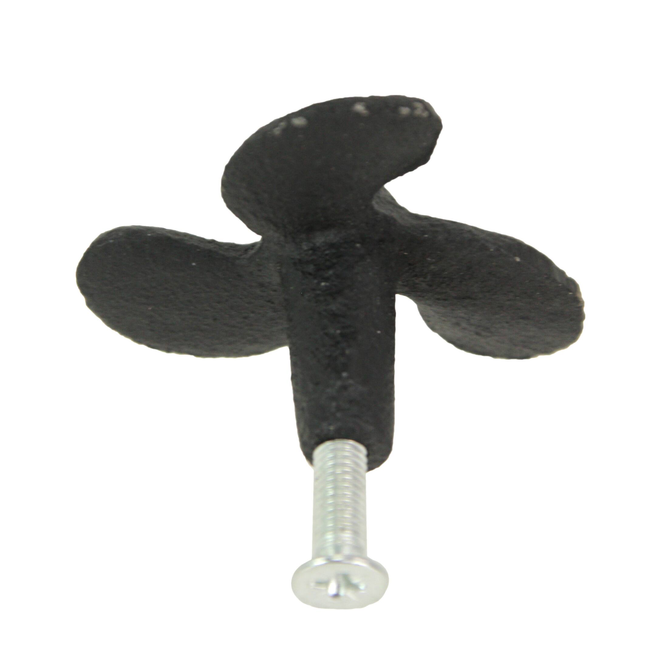 Alt View 2. Zeckos - Set of 6 Black Cast Iron Boat Propeller Cabinet Knob Nautical Drawer Pull Decor - Black.