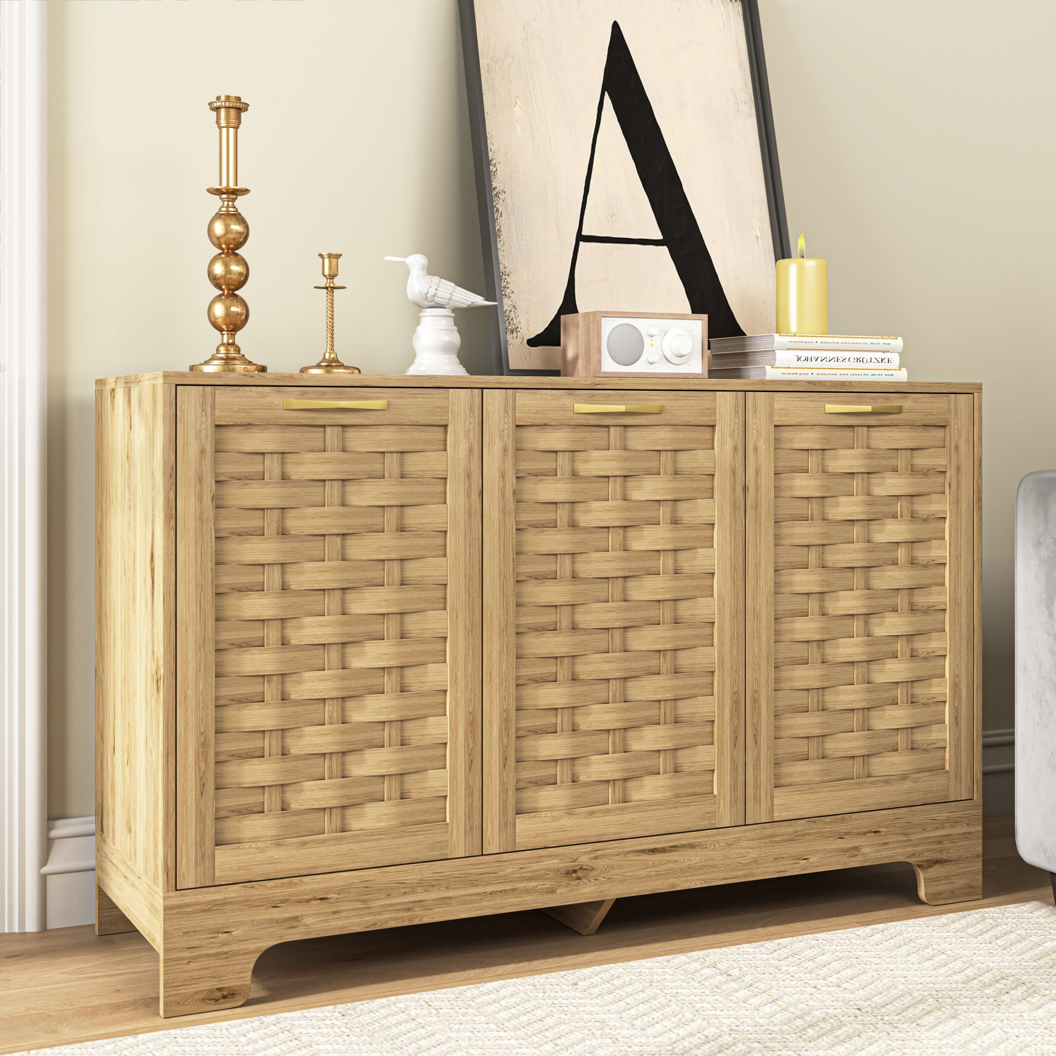 Alt View 2. Boyel Living - Three Door Storage Cabinet Wood Sideboard Buffet with Adjustable Shelf Accent Cabinet for Home - Wood.