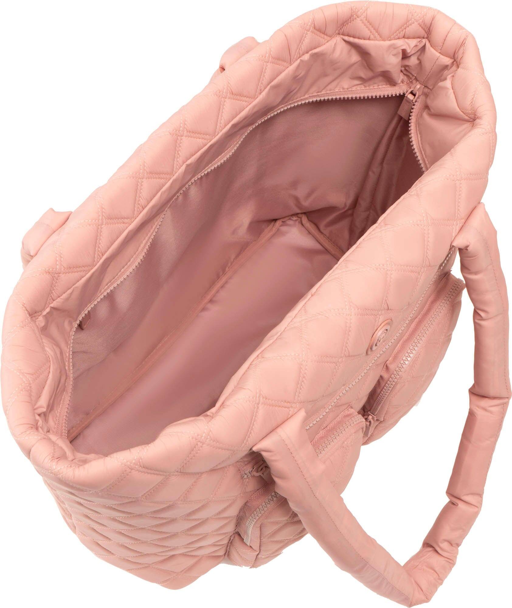 Angle. Joan & David - Joan & David 21 Inch Diamond Quilted Puffer Nylon Travel Workbook Tote - Blush - Blush.