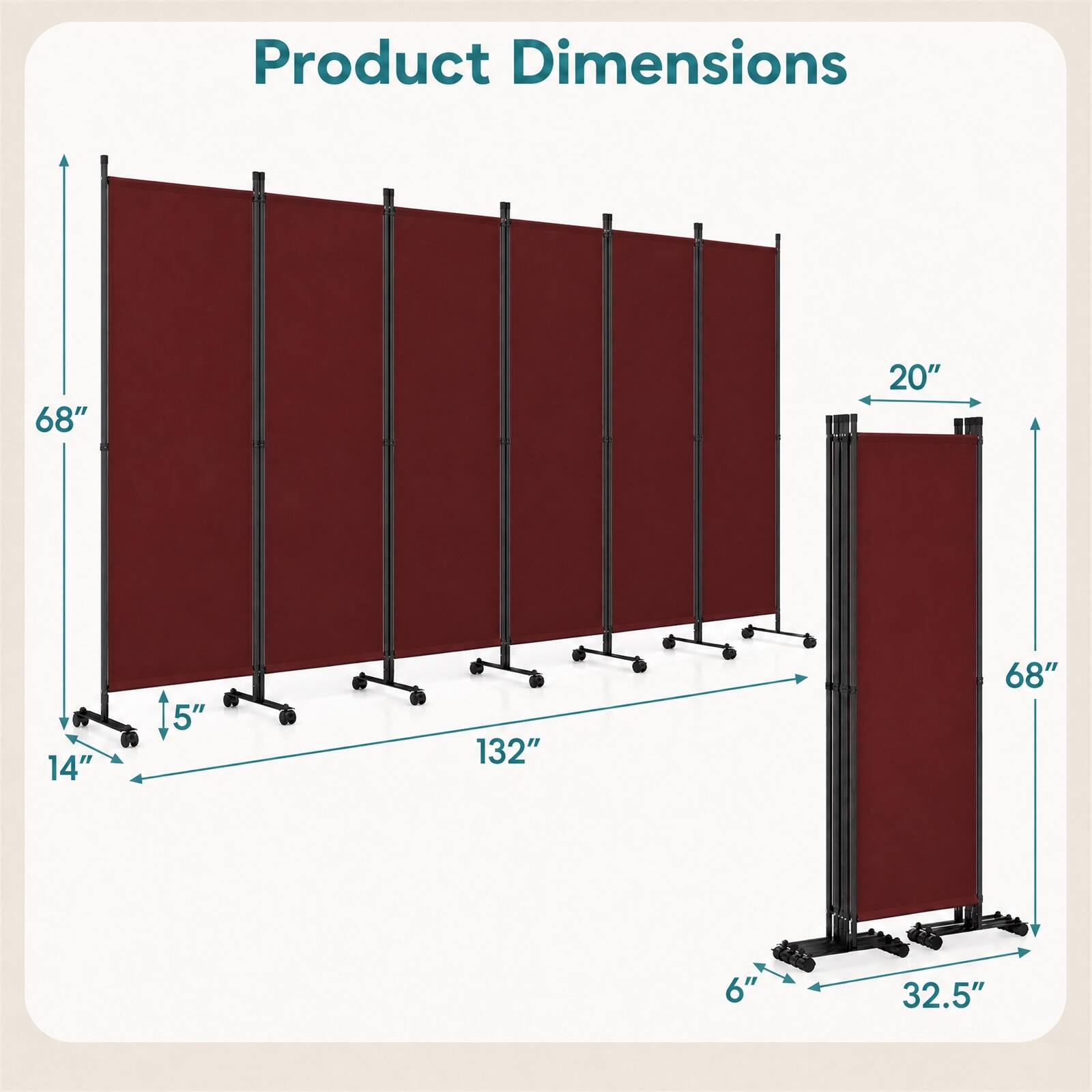 Product Dimensions
68"
20"
14"
5"
132"
68"
6"
32.5"