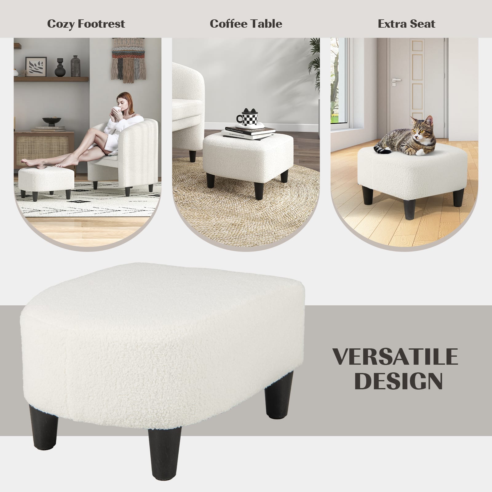Versatile Design: Cozy Footrest, Coffee Table, Extra Seat