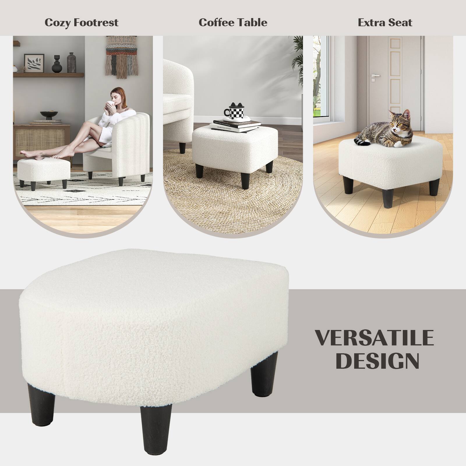 Versatile Design: Cozy Footrest, Coffee Table, Extra Seat