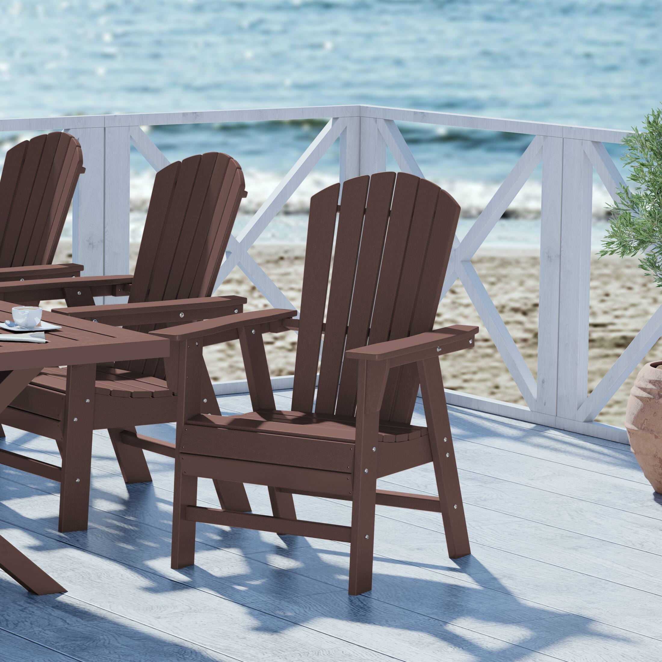Angle. WestinTrends - WestinTrends Dylan Outdoor Patio Shell-back Adirondack Dining Chair Weather Resistant - Dark Brown.