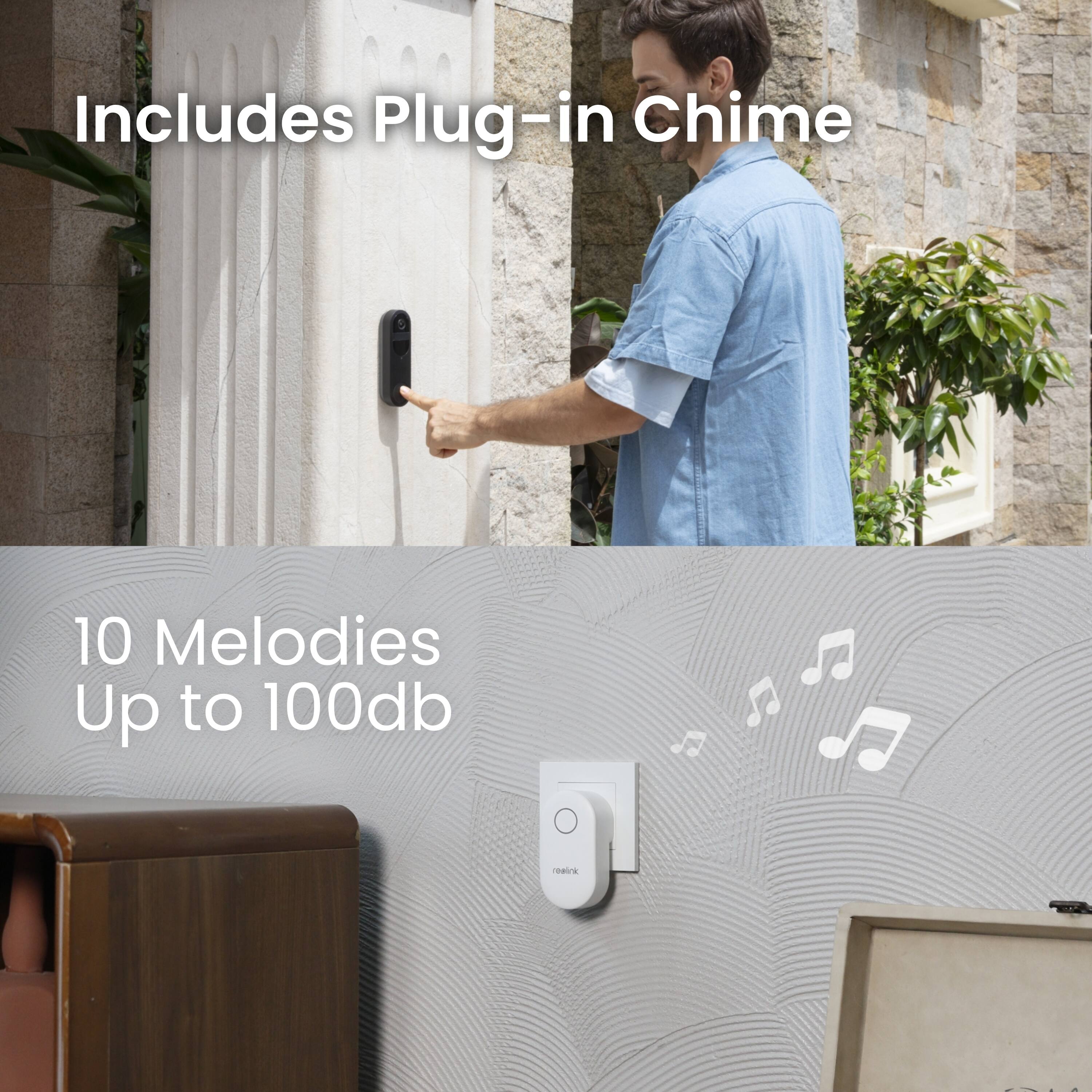 Includes Plug-in Chime  
10 Melodies Up to 100db