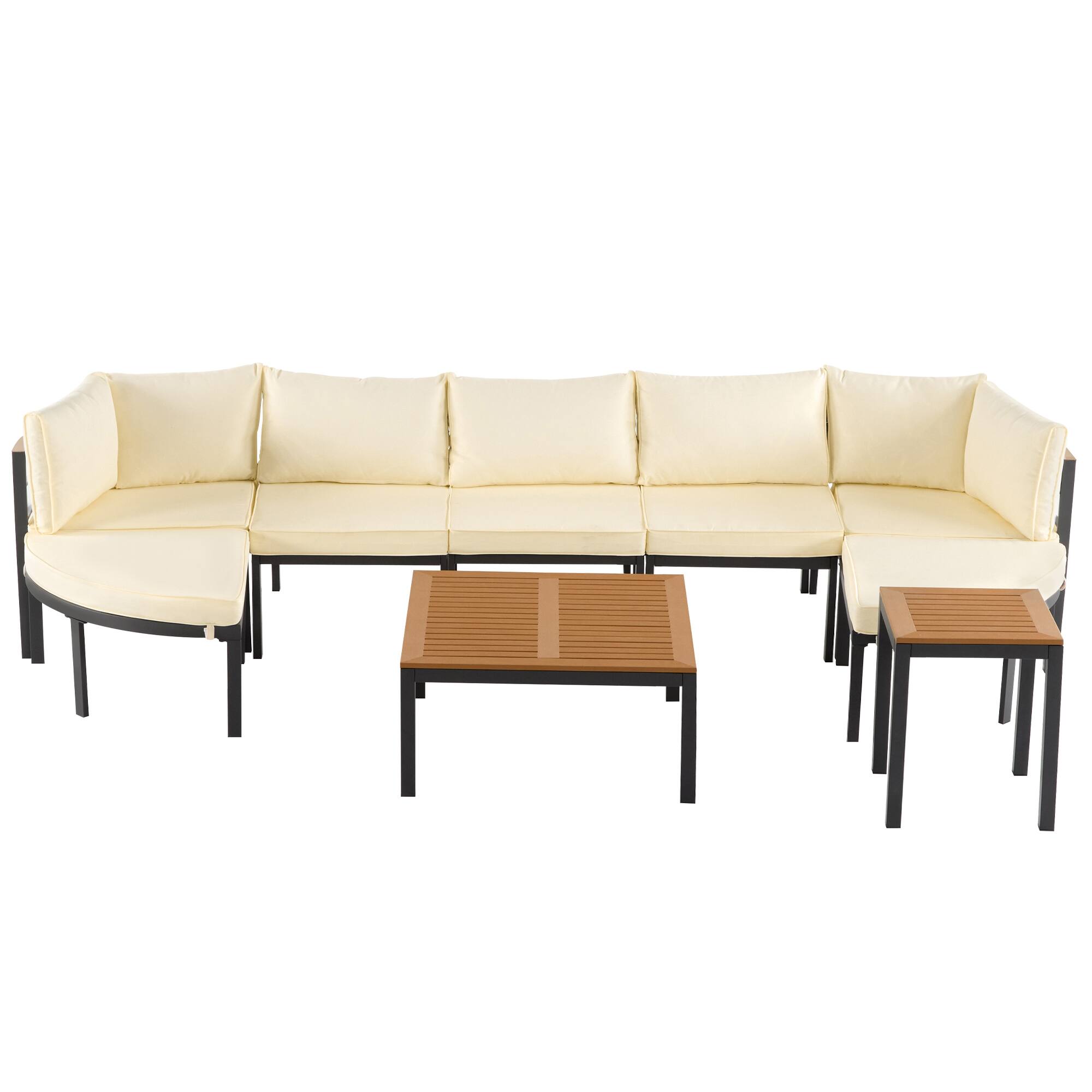 Alt View 6. Tiramisubest - Modern Outdoor Sectional Sofa Set Patio Seating Group,Conversation Set with Cushions for Patio,Backyard, Garden,Beige - Beige.