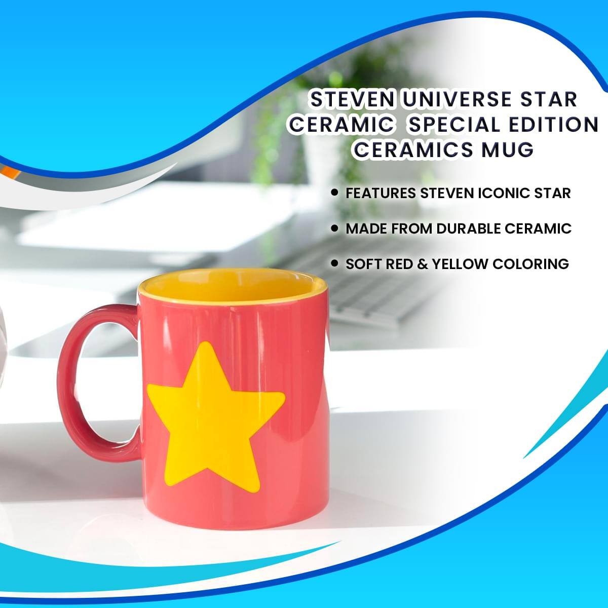 STEVEN UNIVERSE STAR CERAMIC SPECIAL EDITION CERAMICS MUG

- FEATURES STEVEN ICONIC STAR
- MADE FROM DURABLE CERAMIC
- SOFT RED & YELLOW COLORING