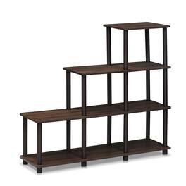 Furinno - Turn-N-Tube Ladder Space Shelf, Walnut/Brown - Walnut/Brown