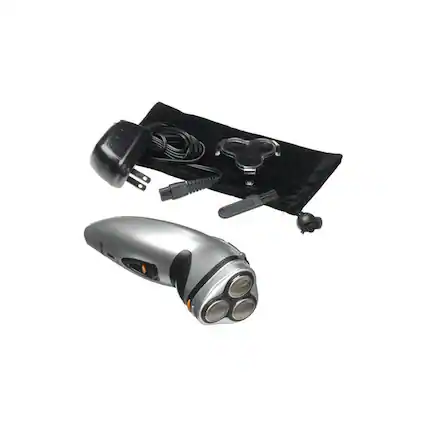 Front. Optimus - Optimus Three Head Rotary Rechargeable Shaver in Gray - Silver.