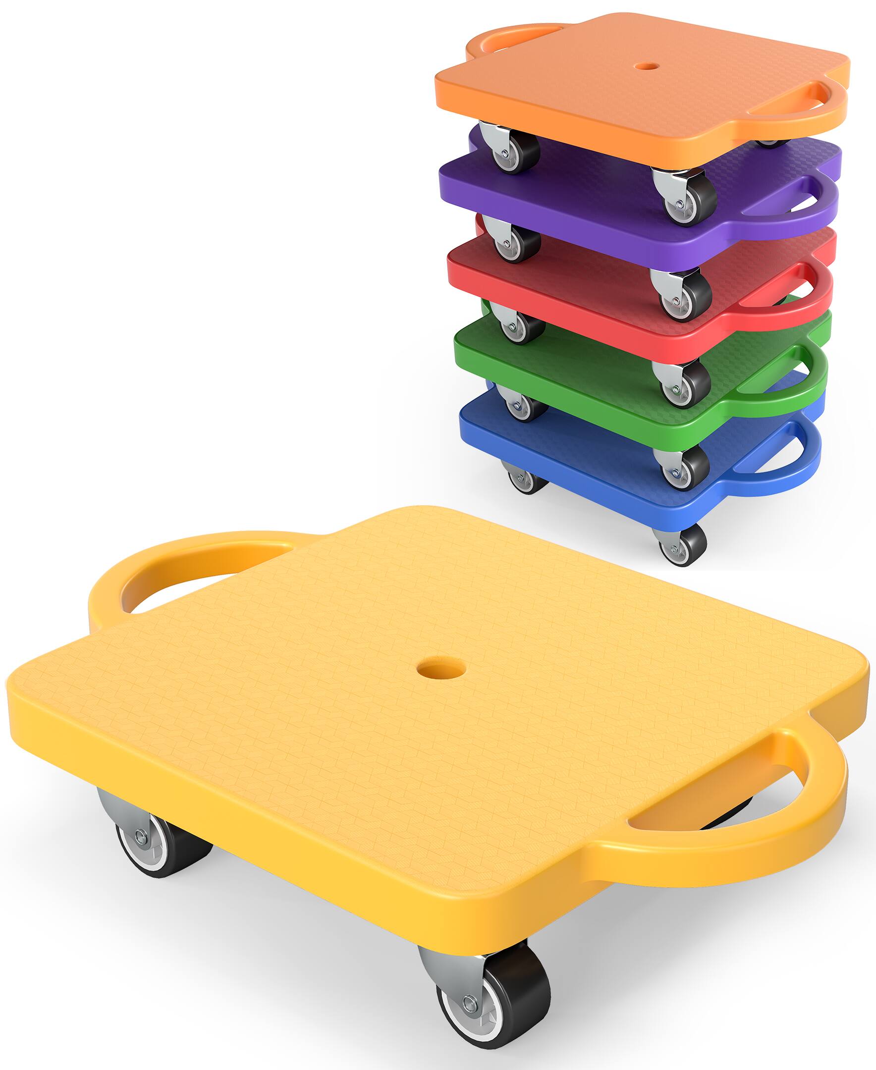 Angle. Sugift - 6-Pack Kids Sitting Scooter Set with Handles and Non-marring Universal Casters - Multicolor.