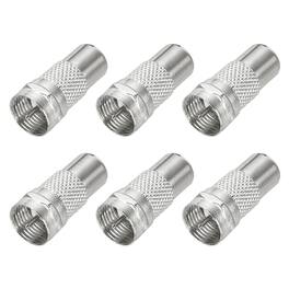 Unique Bargains - 6pcs Coaxial Connector, F Male to RCA Female, 75 Ohm Nickel Plated, 23x10.5mm, for Broadcast, Antenna - Silver