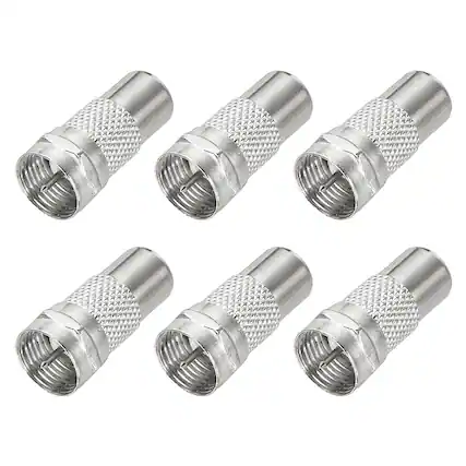 Front. Unique Bargains - 6pcs Coaxial Connector, F Male to RCA Female, 75 Ohm Nickel Plated, 23x10.5mm, for Broadcast, Antenna - Silver.