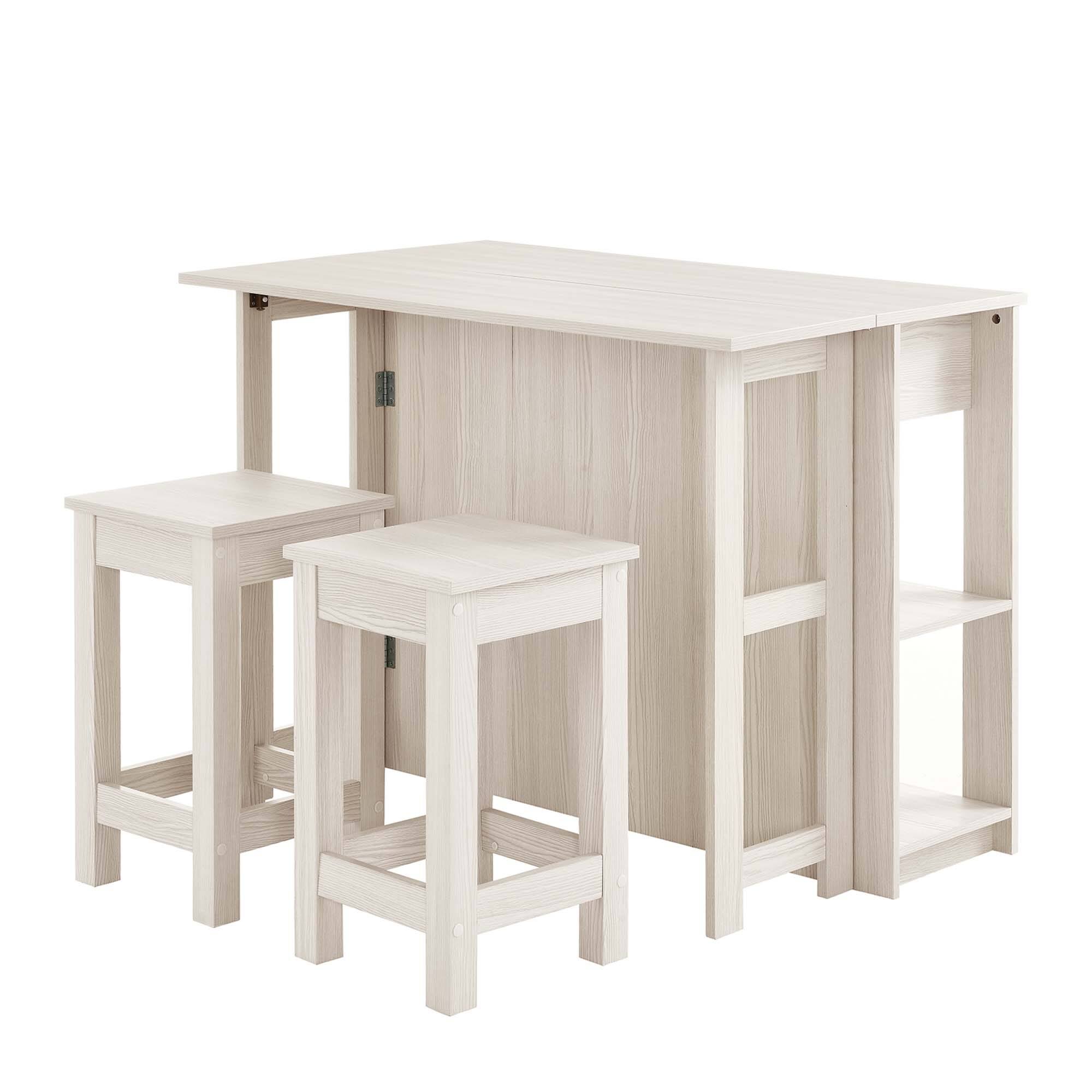 Alt View 7. Modway - Meadowbrook 3-Piece Kitchen Island and Stool Set by Modway - White Maple.