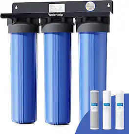 Waterdrop - 3-Stage Whole House Water Filter System,with Carbon Filter&Sediment Filter,7-Stage Filtration Highly - Blue