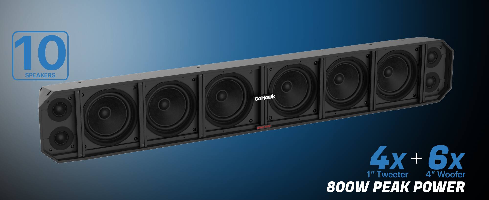 10 SPEAKERS GoHawk WID-RBOF 4x + 6x 1" Tweeter 4" Woofer 800W PEAK POWER